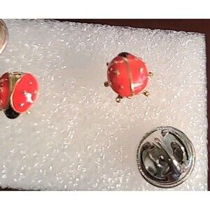 Red Spotted Ladybug Lady Bug C Clasp Brooch Lapel Pin 1 open 1 Closed